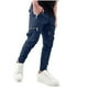 thumbnail image 2 of Pantalones largos para hombre, moda informal, lisos, con bolsillos, cintura con cordón, rectos, de poliéster, 2 of 6
