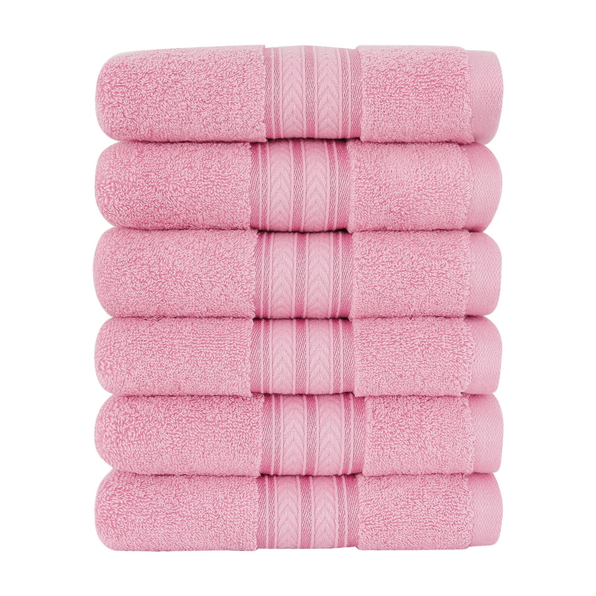 Unique Bargains 6Pack 100 Cotton Absorbent Bathroom Towel Pink