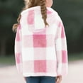 thumbnail image 6 of Lenpel Girls' Fuzzy Fleece Sweatshirts Casual Long Sleeve Plaid Pullover Sweater Tops Plush Warm Winter Clothes with Pocket(Pink,14-15 Years), 6 of 7