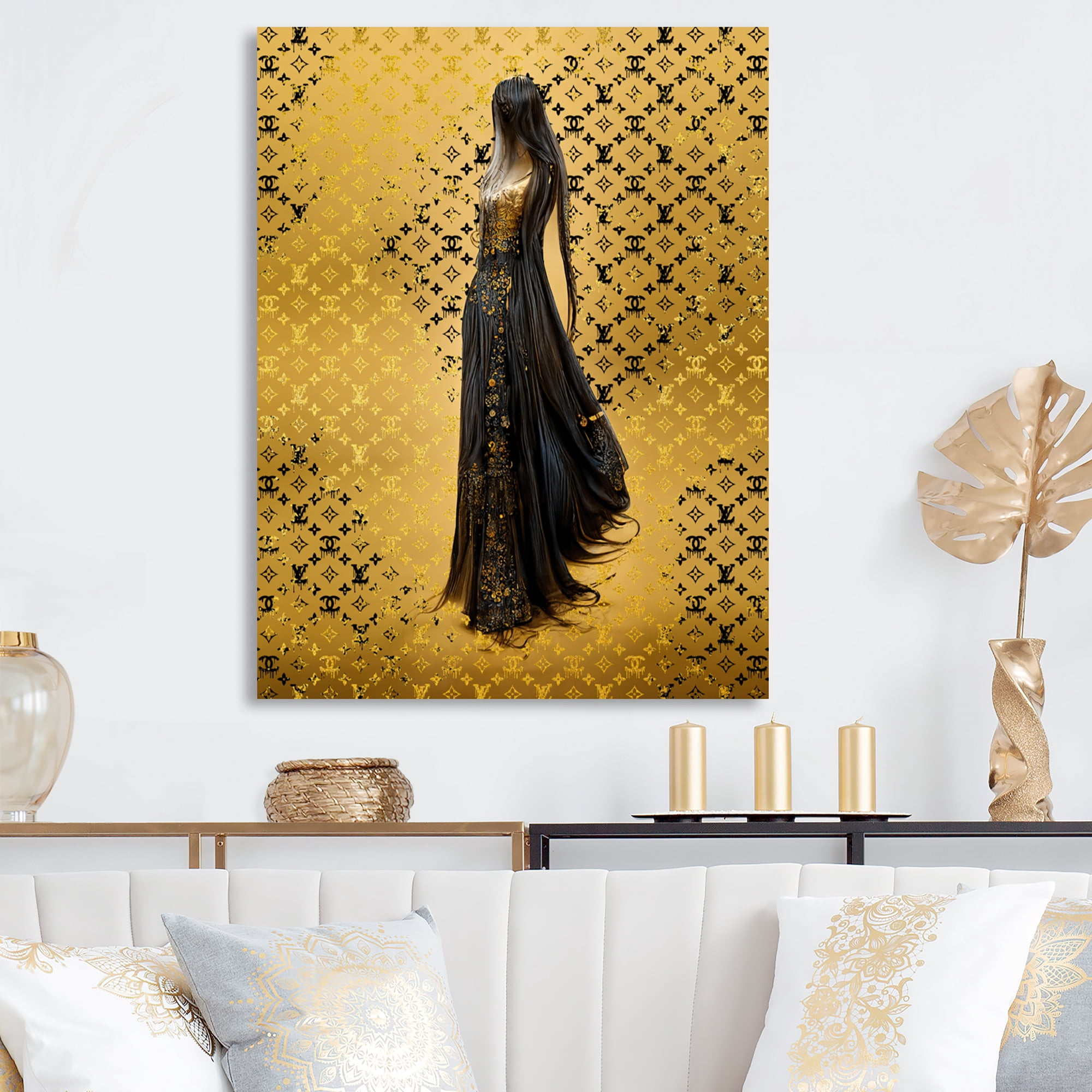 Designart Chic Black Dress Canvas Wall Art