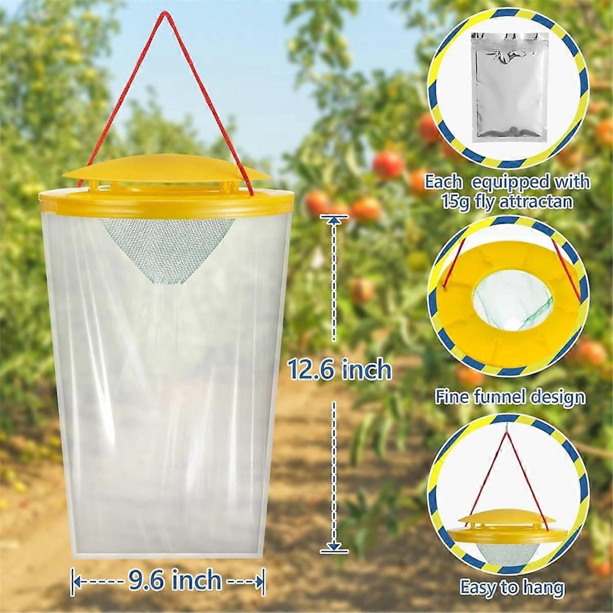 GTB 6 Pack Fly Traps Outdoor, Disposable Hanging Flies Trap Fly Trap Bag Catcher for Outside Farms, Chicken Coops, Stables