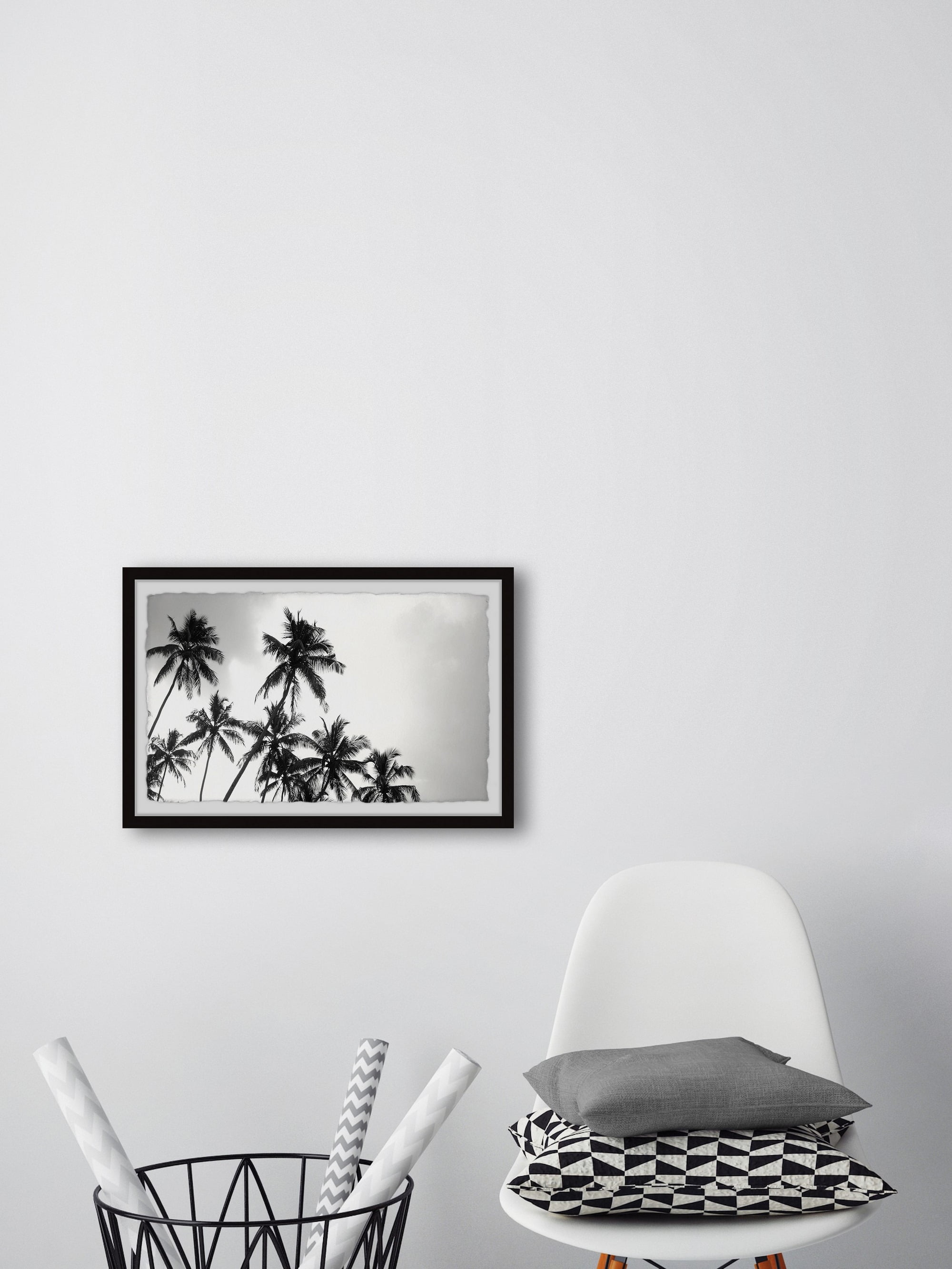 Marmont Hill Black and White Palms Framed Wall Art, 12" x 18"
