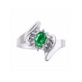thumbnail image 1 of Rylos Floral Designer Ring with 6X4MM Oval Gemstone & Sparkling Diamonds in Sterling Silver- Birthstone Emerald Jewelry Size 9, 1 of 7
