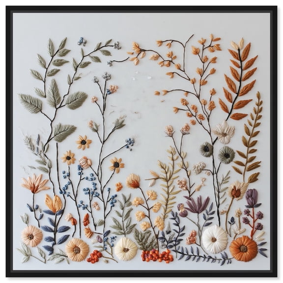 Threaded Thicket Canvas Floral Prints by Art Remedy, Black Frame, 12 x 12