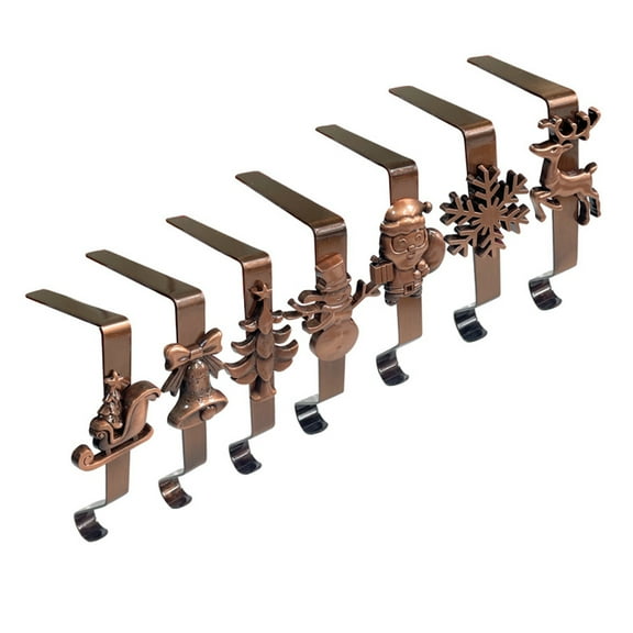 Shoreew 7Pcs/Set Christmas Stocking Hooks Mantel Xmas Stocking Holder Festive Stocking Hangers for Hanging Wreaths Ornaments Gifts