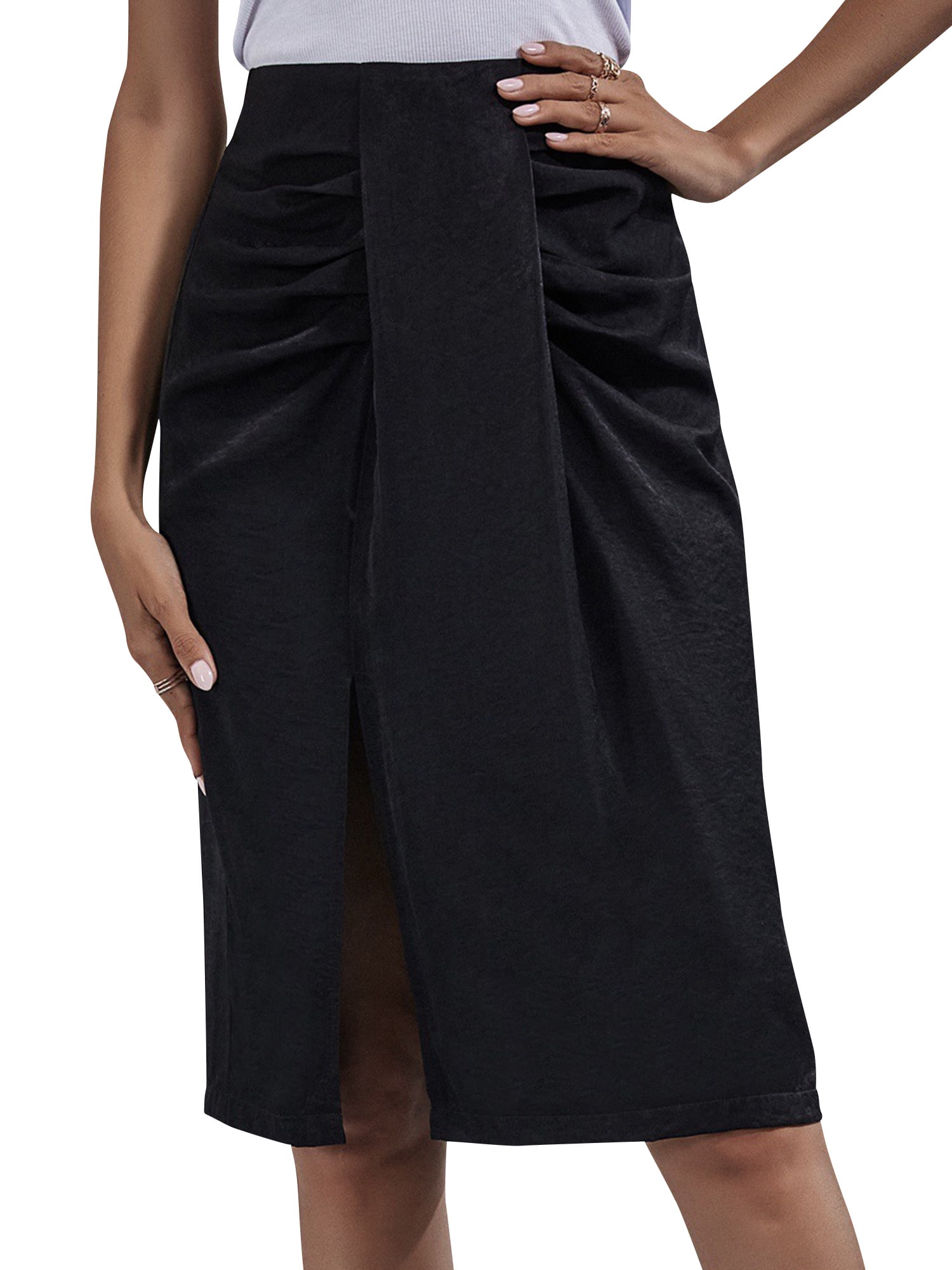 ruched side split skirt