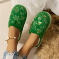 thumbnail image 4 of Fesfesfes Womens Plush Fleece Winter Warm Casual Slip On Shoes with Bow Round Toe Slippers for Indoor Home Wear and Outdoor Soft Lightweight Non Slip Breathable(Green,42(US:8.5)), 4 of 6