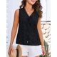 thumbnail image 2 of Camiseta sin mangas elegante, casual, con cuello en V, lazo y encaje bordado, color negro S, 2 of 4