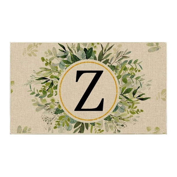 Felpudos con letras para puerta delantera, decoración Floral, felpudos con iniciales, entrada al aire libre, decoración de apellidos para el hogar, interior y exterior