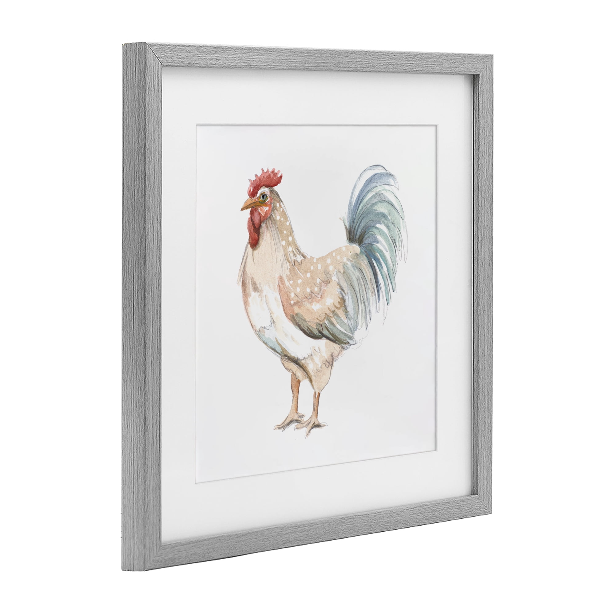 Stupell Industries Watercolor Rooster Sketch Gray Framed Print Under Glass, design by Patricia Pinto