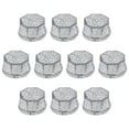 thumbnail image 1 of 10 Paquete 1/2" Tapas de ajuste de tubería de acero con cabeza octagonal roscada, Plata, 1 of 6