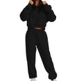 thumbnail image 2 of FADAACAI Matching Sweatsuits Women's Leisure Long Sleeved Hooded Closure High Waist Elastic Long Pants Sweater Pants Set Womens Sweatsuits Sets Lounge Sets for Women Black L Clearance！, 2 of 4