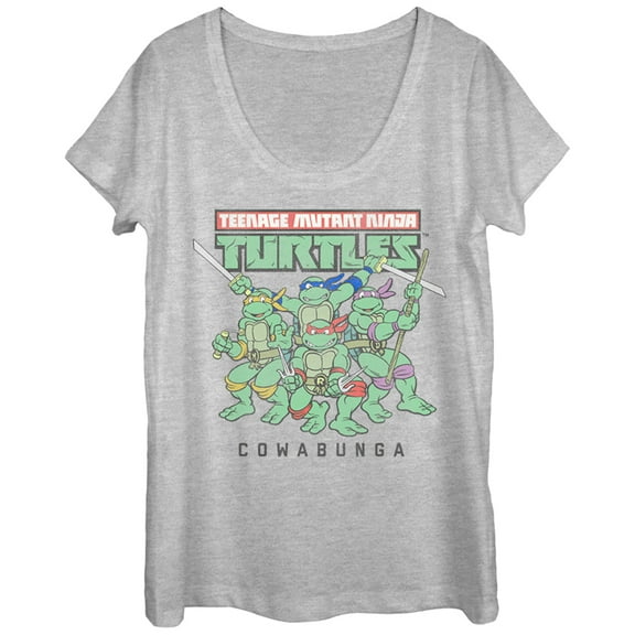 Women's Teenage Mutant Ninja Turtles Cowabunga  Scoop Neck Athletic Heather X Large