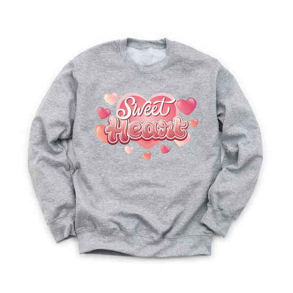 Sweet Heart Valentine's Day Unisex Gray Sweatshirt Pink Bubble Hearts Design Holiday Love Sweater