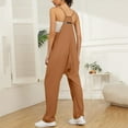 thumbnail image 3 of Dyfzdhu Jumpsuits For Women Casual Summer Jumpsuit Sleeveless Loose Solid Color Comfortable Strap Loose Jumpsuit Pocket Jumpsuit Brown XL, 3 of 8