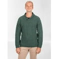 thumbnail image 2 of SAOL Aran Shawl Collar Cardigan Sweater 100% Premium Merino Wool Irish Cable Knitted Fisherman Pullover Made in Ireland | Green, 2 of 4