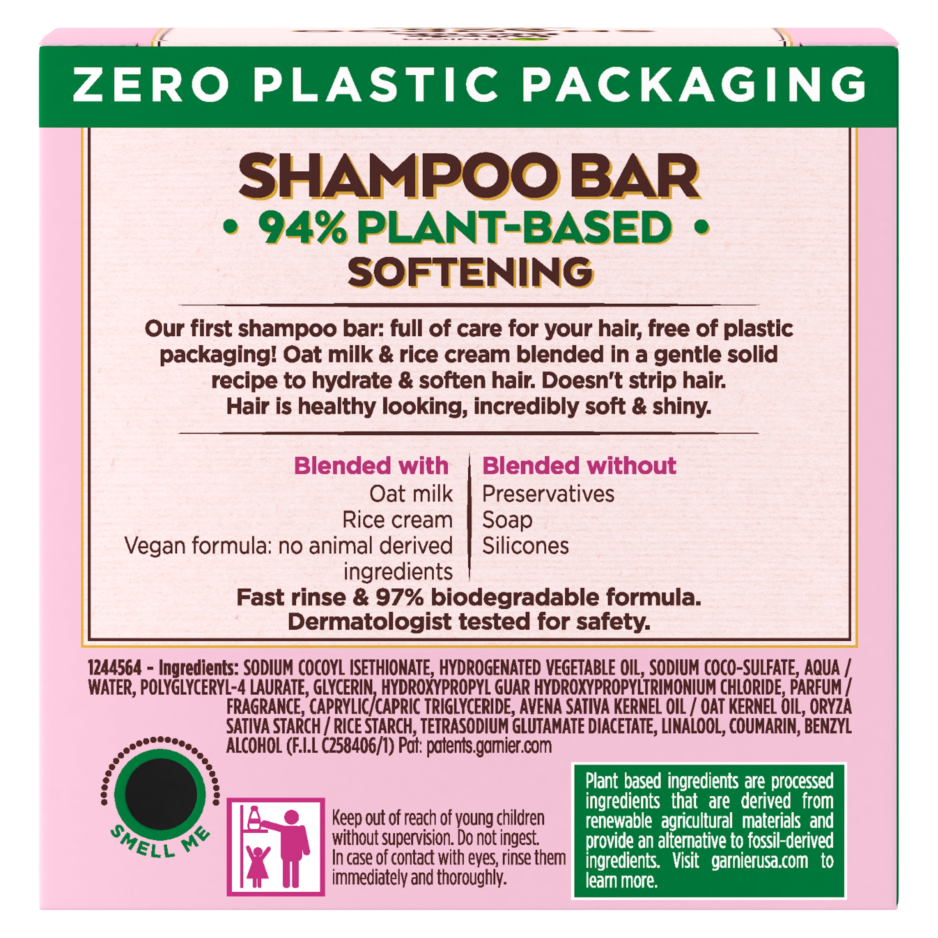 Garnier Whole Blends Shampoo Bar with Oat Delicacy, 2 oz