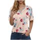 thumbnail image 1 of Blusas de Manga Corta para las Mujeres Impresas Cuello Redondo Casual Top, Blusa de Algodón de Imitación para el Hogar Y Diario, 1 of 5
