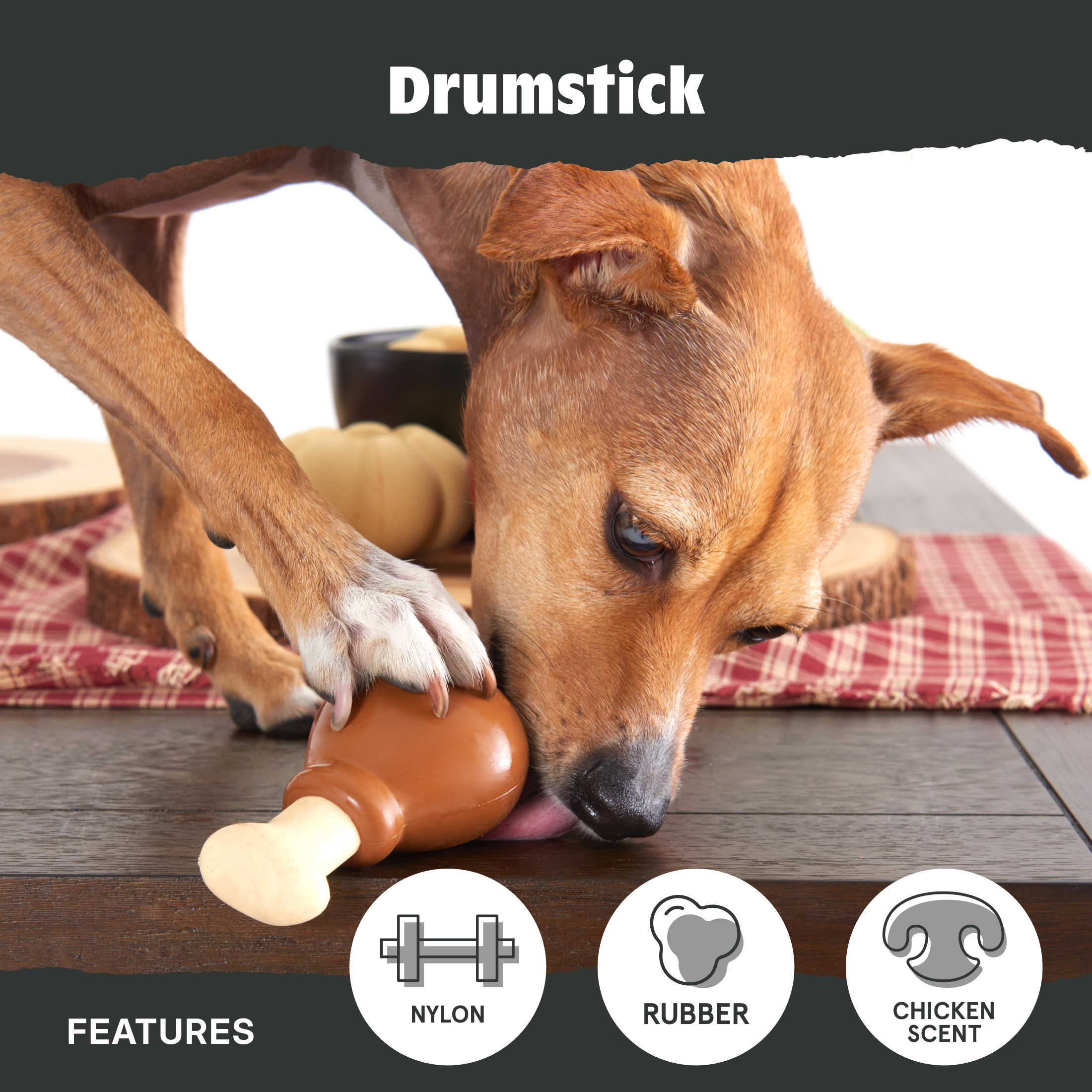 BARK Drumstick Chicken Scent Chew Dog Toy, Medium & Large photo 4