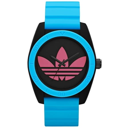 Adidas ADH2843 Santiago Men's Analog Black Plastic Watch Blue Silcone Strap