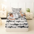 thumbnail image 4 of Feelyou Cartoon Ocean Shark Twin Sheet Sets for Men Boys, Kawaii Sea Animal Bedding, Beige, 3pcs, 4 of 5