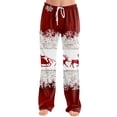 thumbnail image 2 of UDAUDU Women's Christmas Pajamas Pants Sleepwear Christmas Print Wide Leg Lounge Pants Elastic Waist Loose Fit Fall Pajama Pants 2XL, 2 of 6