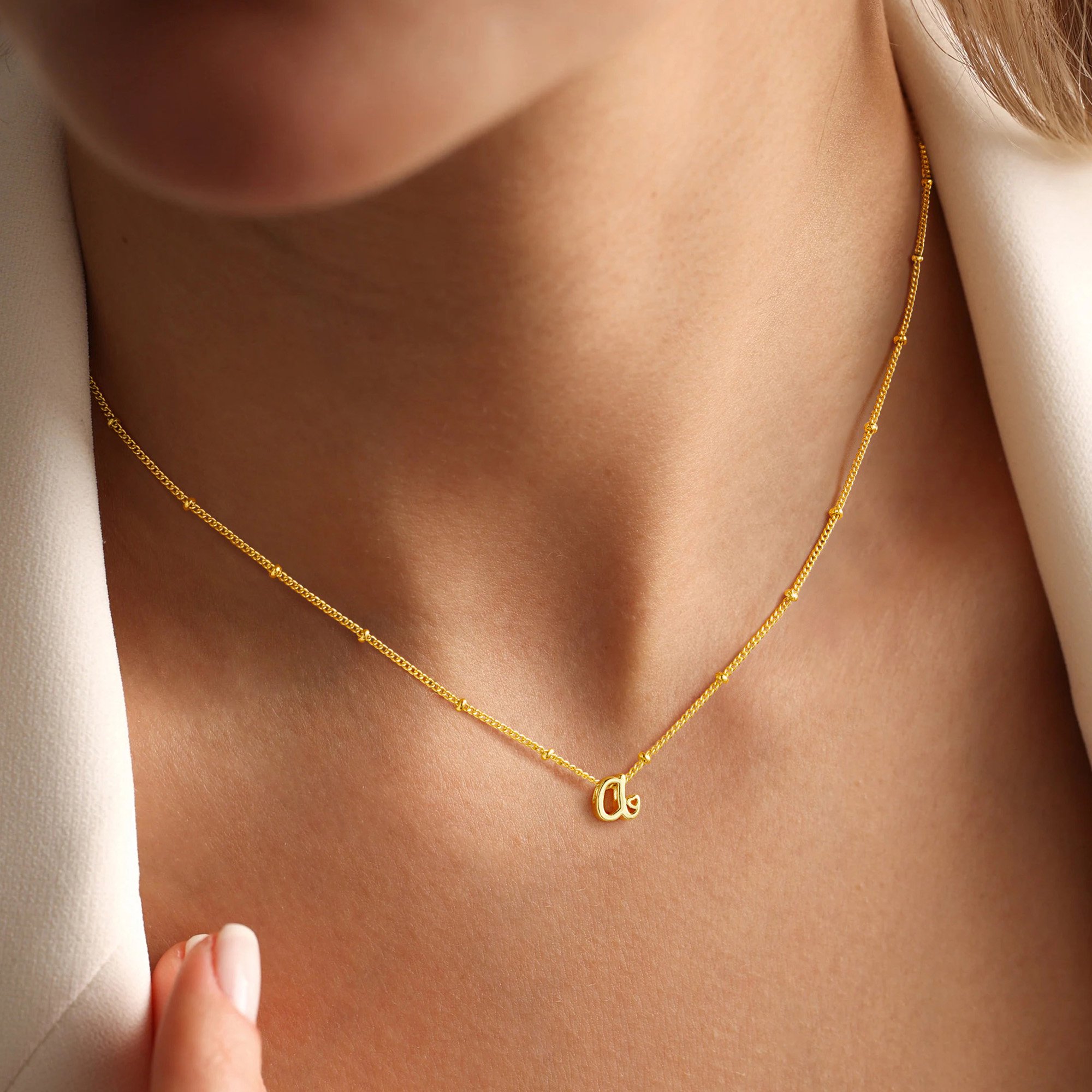 Turandoss 14K Gold Plated Dainty Initial Choker Necklace for Women Tiny Beads Heart Trendy Jewelry Birthday Teacher Appreciation Mothers Day Graduation Gifts for Her Mom Kids Teen Girls Wife Ideas