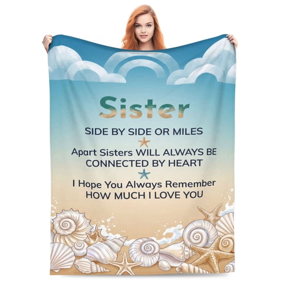 Sister Blanket, Bestie Sister Heartwarming Gift Design, Friendship Theme, Soft Cozy Flannel Throw Blanket 50x40