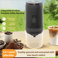 thumbnail image 4 of Cafetière Portative Sans Fil, Moulin à Grains de Café Électrique Rechargeable par USB pour Voiture et Maison, Cafetière de Camping, 1 * Cafetière 1 * Câble de Données, Noir, 4 of 8