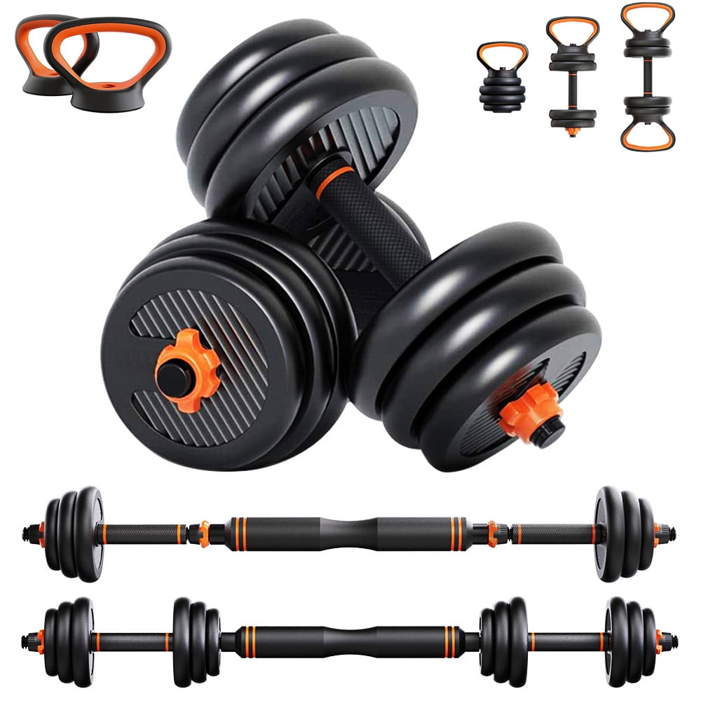 Dripex 15KG Adjustable Dumbbells Set Perfect for Bodybuilding Fitness Weight Lifting Training Home Gym Barbell Weights Set 6 in 1 Kettlebell Hand Weight for Men Women