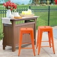 thumbnail image 2 of FDW Metal Stools Bar Stools 24 Inch Counter Height Stackable Barstools Indoor Outdoor Patio Furniture Dining Backless Kitchen Bar Set of 4, Orange, 2 of 7