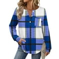 thumbnail image 7 of Ashirexll Womens Long Sleeve Shirts Casual Winter Tops Plaid Button Down V-Neck Pullover Blouse Loose, 7 of 7