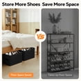 thumbnail image 4 of Riousery 2 Pack Foldable Shoe Organizer for Closet, Shoe Storage Bins with Clear Zipper Cover and Handles, Holds up to 24 Pairs, Black, 4 of 7