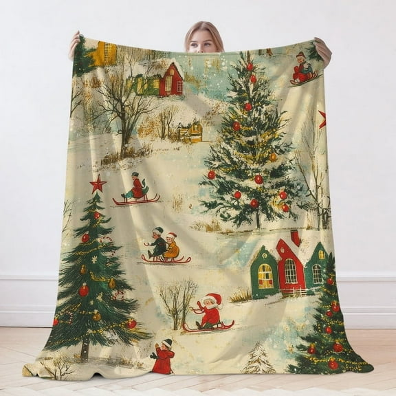 Christmas Themed Flannel Blanket, Christmas Tree Blanket, Machine Washable Soft Warm Blanket, Office Living Room Sofa Air Conditioner Blanket, Christmas Gift