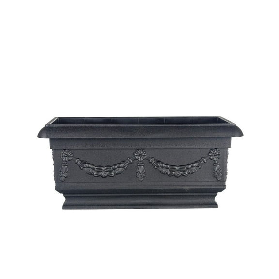 Black Rectangular Pedestal Planter