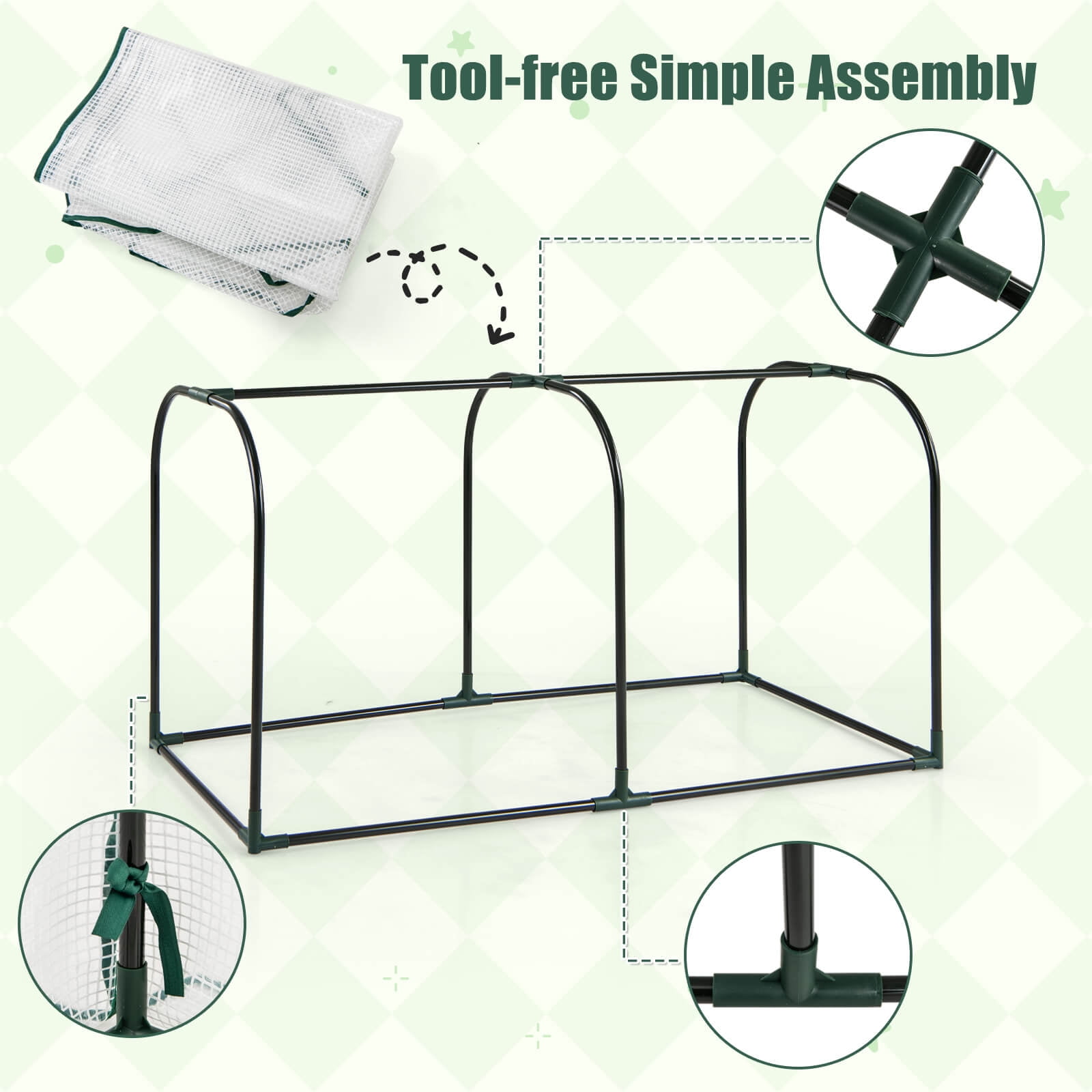 Costway Portable Mini Greenhouse 47" x 22" x 24" Outdoor Indoor Tunnel Greenhouse White