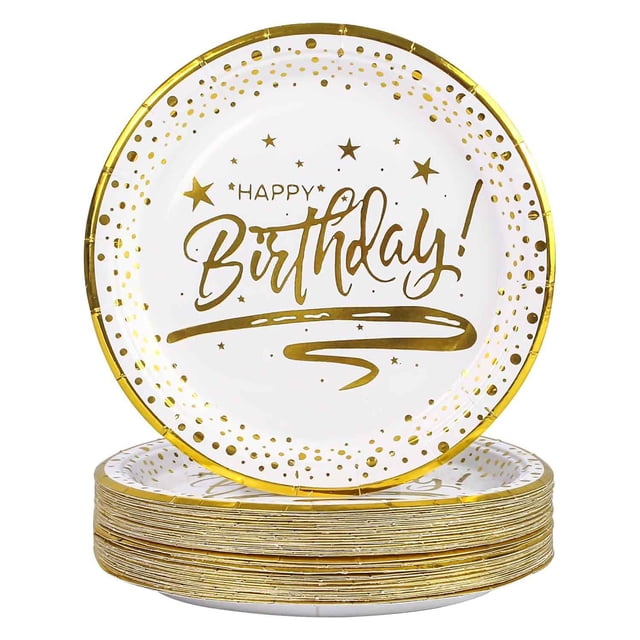 platos de papel con borde dorado, platos de papel desechables de postre de oro blanco, platos de cena, platos de pastel para decoración de fiesta