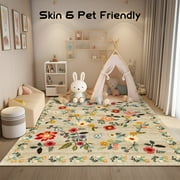 Pentantan 5x7 Floral Area Rugs, Machine Washable Rug for Living Room- Soft Indoor Carpet, Low Pile for Bedroom, Dining Room, Playroom, Office