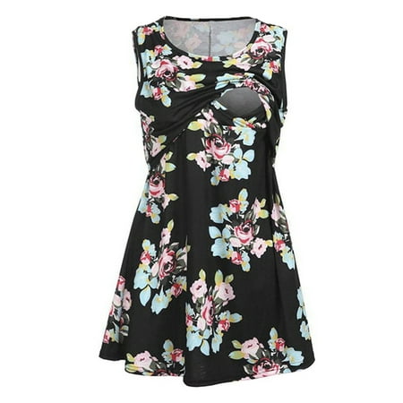 

Women Maternity Nurse Shirt Floral Breastfeeding Blouse Top Sleeve O Neck