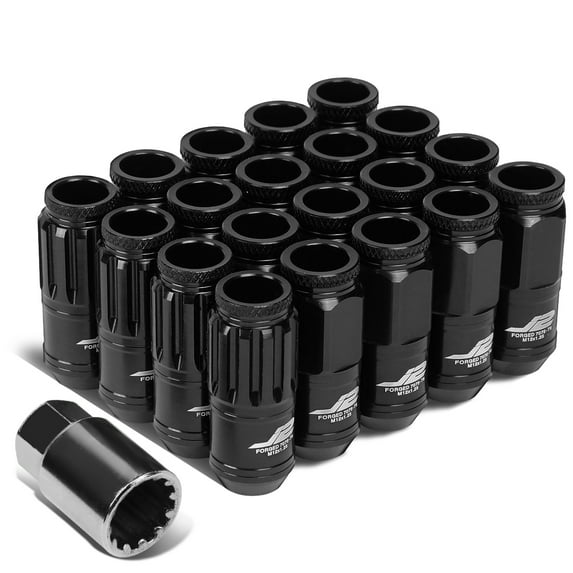 J2 Engineering LN-T7-002-125-BK J2 Engineering 7075 Aluminum M12 x 1.25 16 Pcs Open End Lug Nut 4 Pcs Lock with Key Black