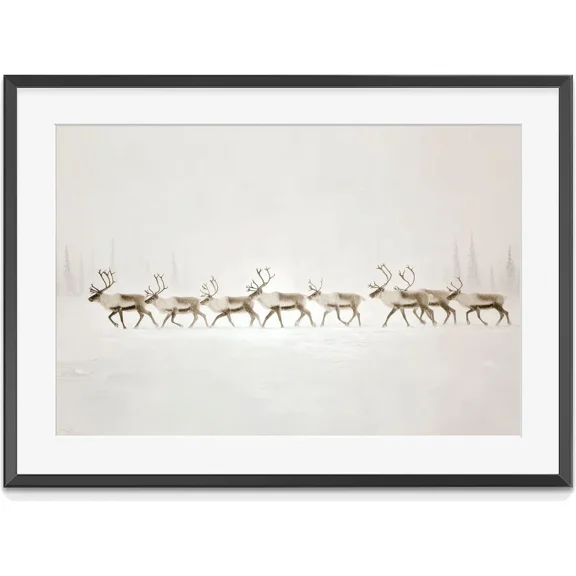 Reindeer Winter Landscape Vintage Poster: Christmas Holiday Wall Art Decor, Matte Canvas Stretched, Posters for Room Bedroom Living Room Bathroom Wall Decor, Posters & Art Prints, Gift.