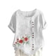 thumbnail image 1 of Vestidos Casuales Para Mujer, Blusas De Mujer De Moda Blusa informal de lino con cuello redondo, manga corta y botones para mujer, 1 of 4