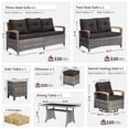 thumbnail image 3 of MEISSALIVVE 8 Pieces Patio Furniture Set with Dining Table, Outdoor Wicker Conversation Set with 3-Seat & 2-Seat Sofas, Wood Armrest Swivel Chairs, 2 Ottomans, Black, 3 of 10