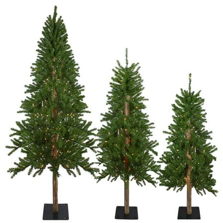 4, 5 & 6 ft. Pre-Lit Alpine Artificial Christmas Tree - Clear Lights - Set of 3