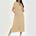 thumbnail image 2 of Dasayo Fall Night Gowns for Women Long Zip up Sleep Dresses Striped Side Split Sleepwear Women Sleepwear XXL, 2 of 7