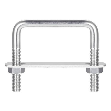 Square U-Bolts 6 Sets 62mm Inner Width 60mm Length M8 304 Stainless Steel with Nuts and Plates