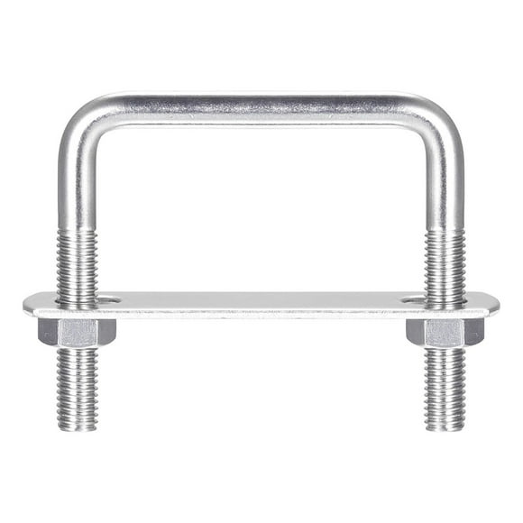 Unique Bargains Square U-Bolts 3 Sets 62mm Inner Width 60mm Length M8 304 Stainless Steel with Nuts and Plates