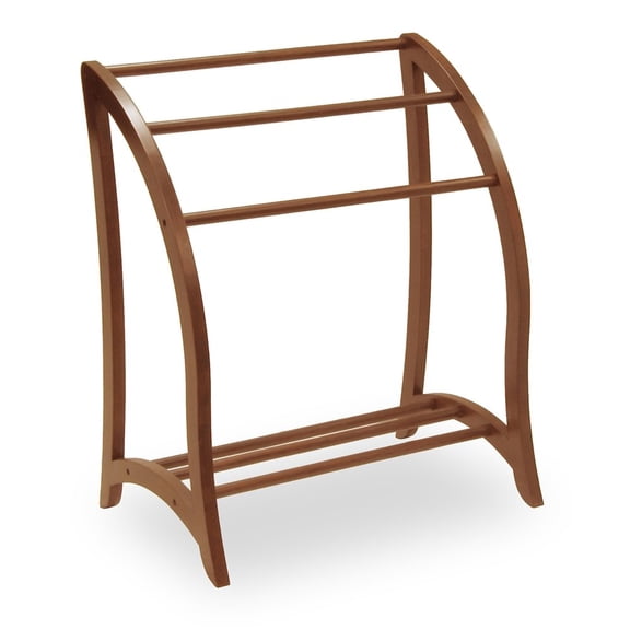 FurniFact Solid Wood Blanket Rack Stand, Living Room Blanket Holder In Walnut Finish