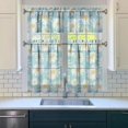 thumbnail image 2 of 3-Piece Daisy Kitchen Curtain Set - Ruffled Valance and Tier Curtains with Rod Pocket, Fresh Floral Pattern for Farmhouse Kitchen Windows Decor, 54"x14" + 27.5"x36"x2, 2 of 5