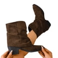 thumbnail image 2 of Willtoo Women Faux Suede Slouch Ankle Boots Pointed Toe Block Heel Short Booties Fall Winter Versatile Ruched Calf Fashion Walking Shoes for Date Street Office Outfits, 2 of 5